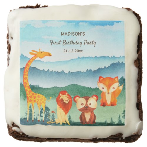 Safari Animals Forest Birthday Party Brownie