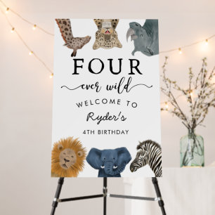 Safari Animals FOUR ever wild Boy 4th Birthday Foam Board