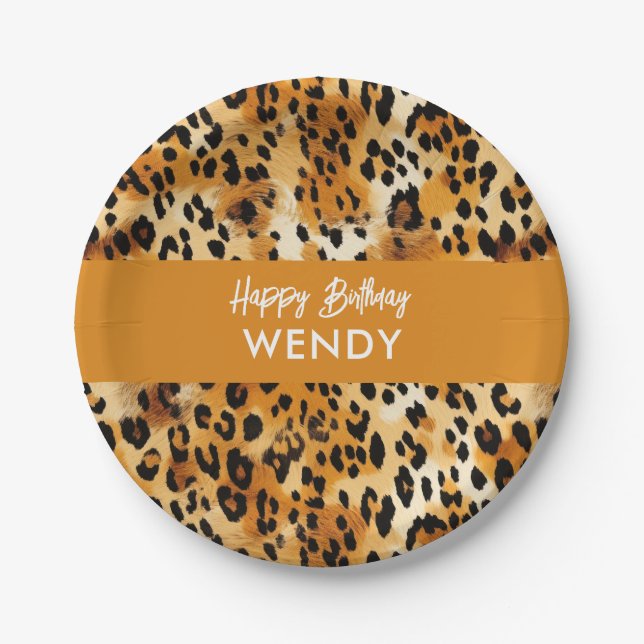 Safari Animals' Fur Patterns Leopard or Cheetah Paper Plates (Front)