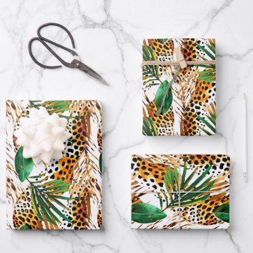 Safari Animals Fur Print Patterns Wildlife Jungle Wrapping Paper Sheets