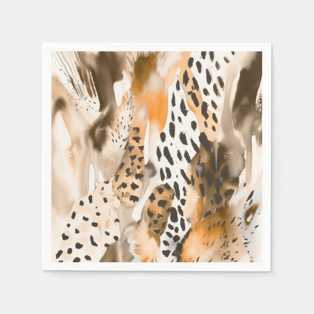 Safari Animals Fur Prints Abstract Modern Boho Napkins (Front)