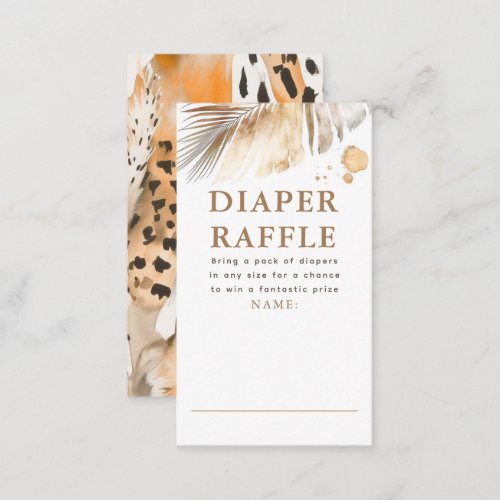 Safari Animals Fur Prints Diaper Raffle Tickets Enclosure Card