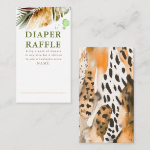 Safari Animals Fur Prints Diaper Raffle Tickets  Enclosure Card