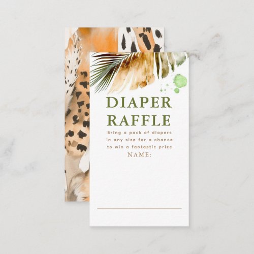 Safari Animals Fur Prints Diaper Raffle Tickets  Enclosure Card