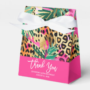 Safari Animals' Fur Prints & Palm Leaves Pattern  Favor Boxes