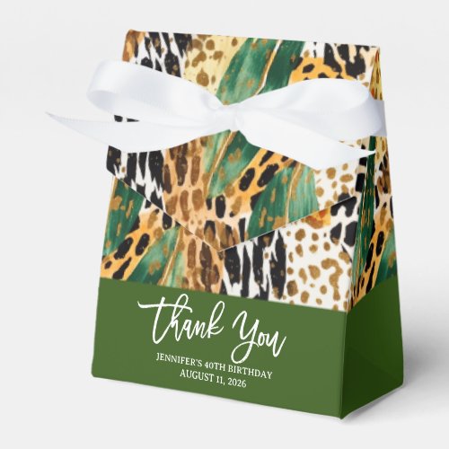 Safari Animals Fur Prints  Palm Leaves Pattern Favor Boxes