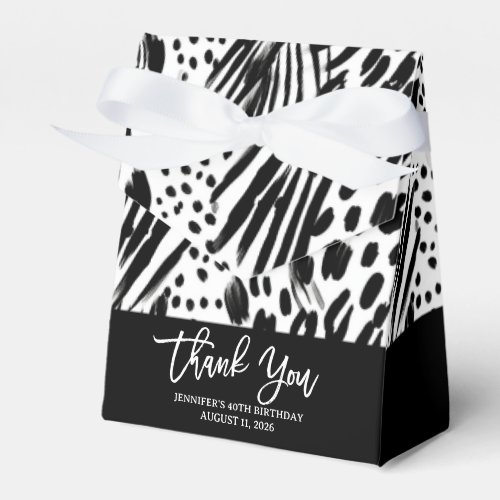 Safari Animals Fur Prints Pattern Black and White Favor Boxes