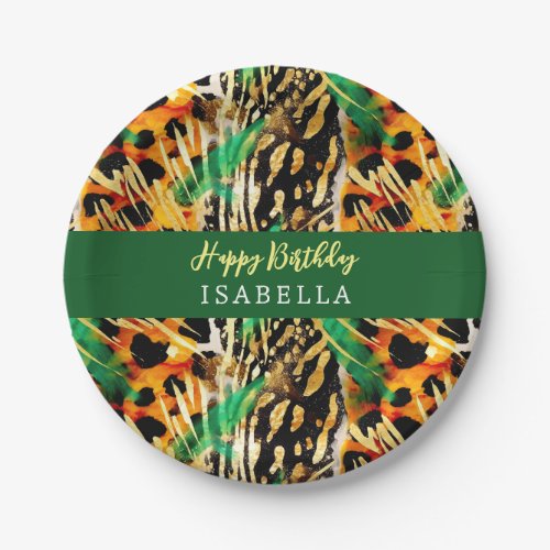 Safari Animals Fur Prints Pattern Boho Bold Paper Plates