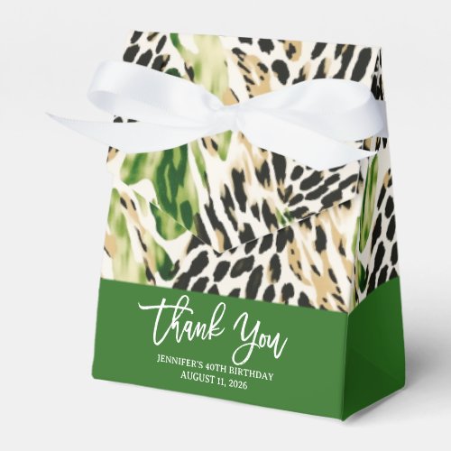 Safari Animals Fur Prints Pattern Green and Brown Favor Boxes