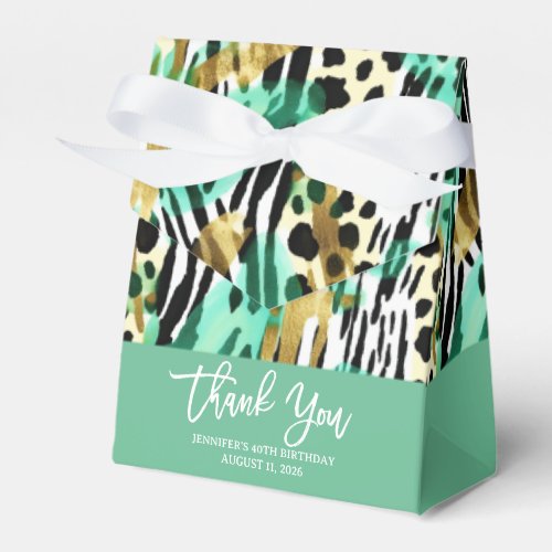 Safari Animals Fur Prints Pattern Green Bold Chic Favor Boxes