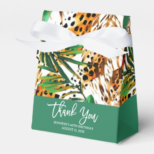 Safari Animals Fur Prints Pattern Green Leaves Favor Boxes