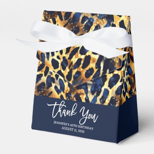 Safari Animals Fur Prints Pattern Navy Blue Gold Favor Boxes