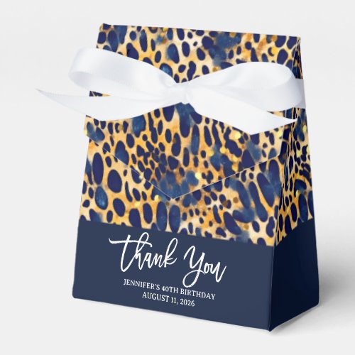 Safari Animals Fur Prints Pattern Navy Blue Gold Favor Boxes