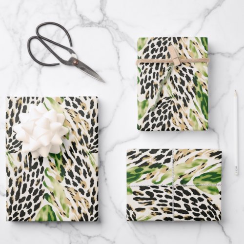 Safari Animals Fur Prints Pattern Tropical Exotic Wrapping Paper Sheets