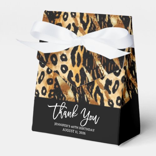Safari Animals Fur Prints Patterns Black  Gold Favor Boxes