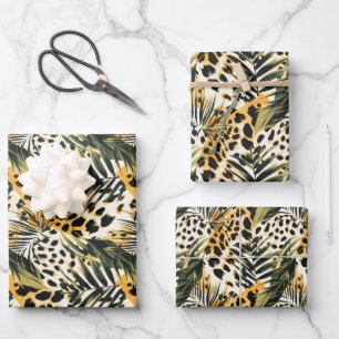 Safari Animals' Fur Prints Patterns Exotic Boho Wrapping Paper Sheets