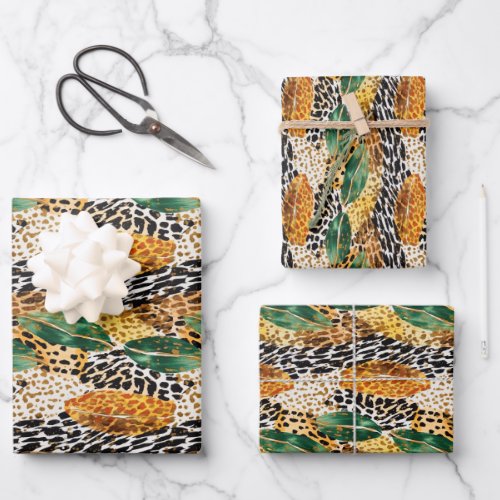 Safari Animals Fur Prints Patterns Exotic Jungle Wrapping Paper Sheets