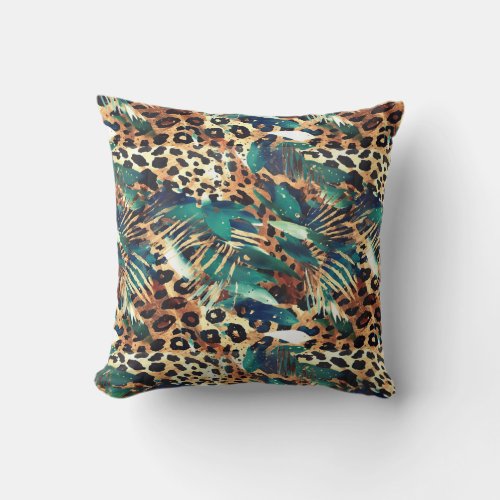 Safari Animals Fur Prints Patterns Exotic Modern Throw Pillow