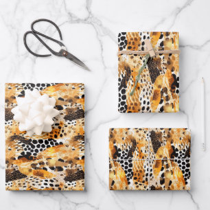 Safari Animals' Fur Prints Patterns Exotic Modern Wrapping Paper Sheets