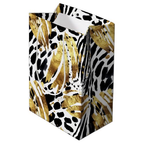 Safari Animals Fur Prints Patterns Gold and Black Medium Gift Bag