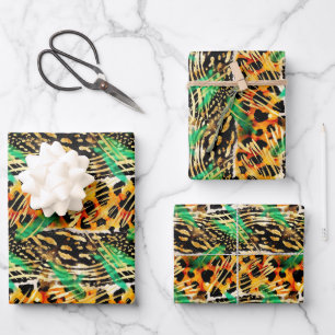 Safari Animals' Fur Prints Patterns Gorgeous Wild Wrapping Paper Sheets