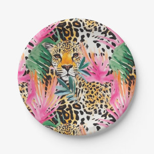 Safari Animals' Fur Prints Patterns Leopard Paper Plates