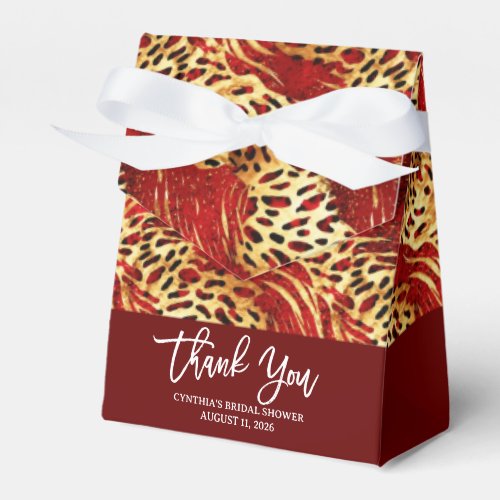 Safari Animals Fur Prints Patterns Red and Gold Favor Boxes
