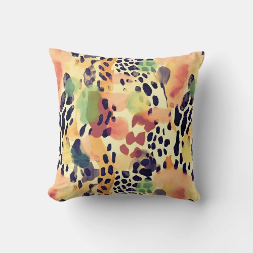 Safari Animals Fur Prints Patterns Retro Colorful Throw Pillow