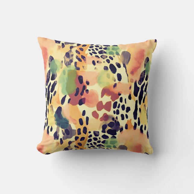 Safari Animals' Fur Prints Patterns Retro Colorful Throw Pillow (Front)