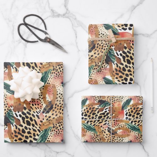 Safari Animals Fur Prints Patterns Savannah Boho Wrapping Paper Sheets