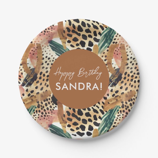 Safari Animals' Fur Prints Patterns Wildlife Paper Plates (Front)