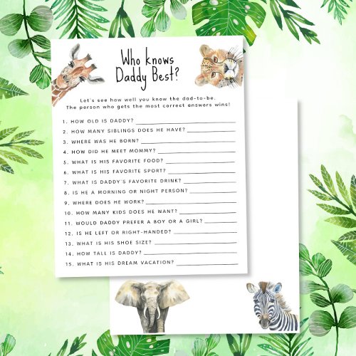 Safari animals _ Game Who knows daddy best