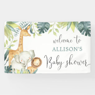 Safari animals gender neutral baby shower backdrop banner