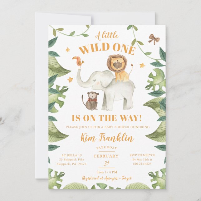 Safari Animals Gender Neutral Baby Shower Invitation (Front)