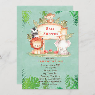 Safari Animals Gender Neutral Baby Shower Invite