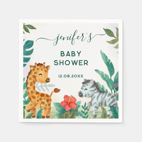 Safari Animals Gender Neutral Baby Shower Napkins