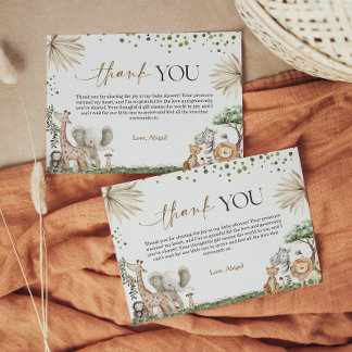Safari Animals Gender Neutral Baby Shower Thank Yo Thank You Card