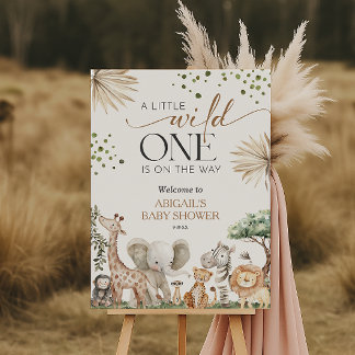 Safari Animals Gender Neutral Baby Shower Welcome  Foam Board