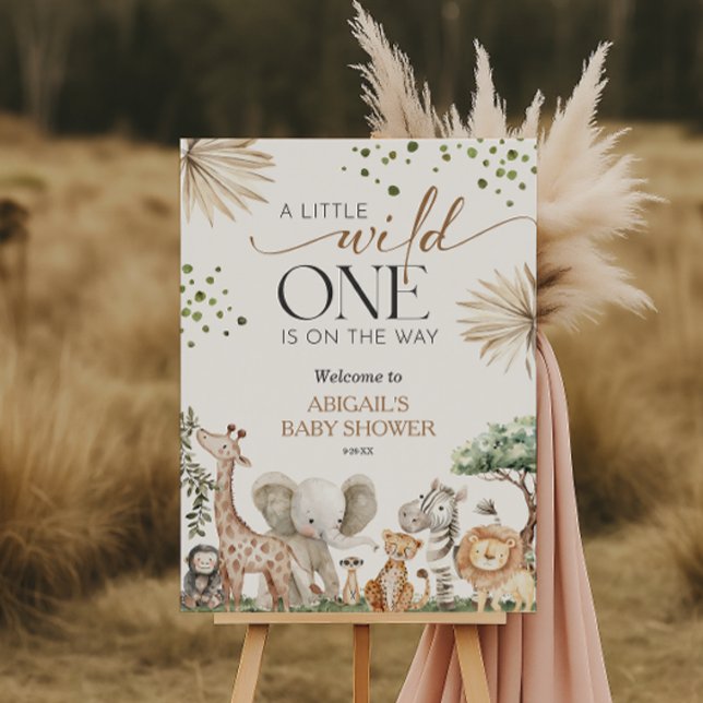 Safari Animals Gender Neutral Baby Shower Welcome  Foam Board (Safari Animals Gender Neutral Baby Shower Welcome Foam Board)