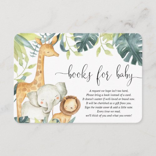 Safari animals gender neutral books for baby enclosure card