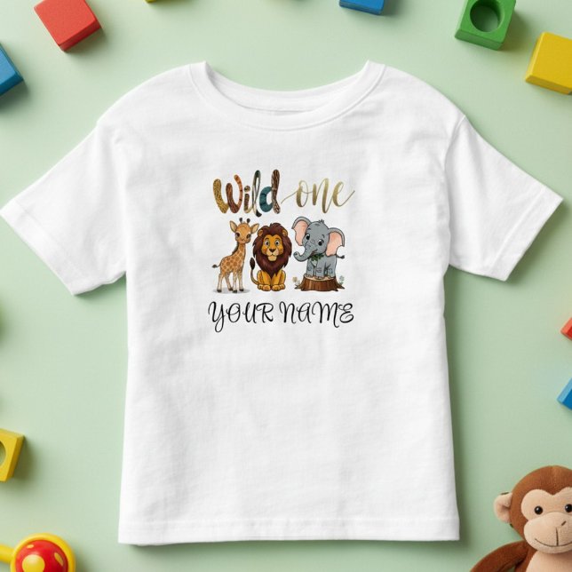  Safari Animals Giraffe Lion Wild One Toddler T-shirt (Creator Uploaded)