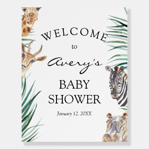 Safari Animals Giraffe Zebra Welcome Sign