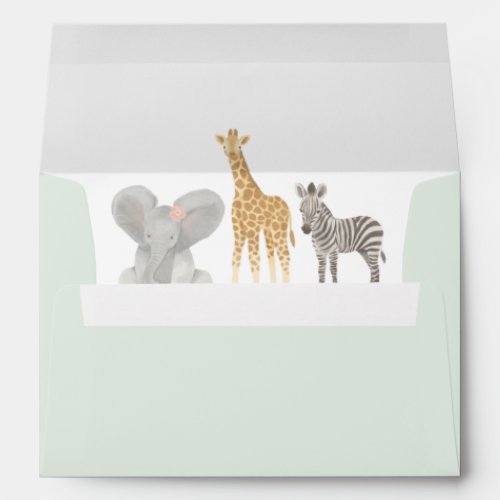 Safari Animals Girl Baby Shower Envelope