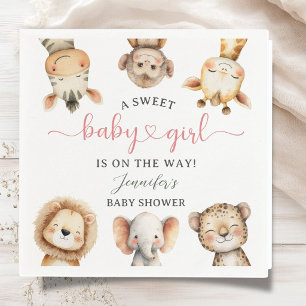 Safari Animals Girl Baby Shower Tropical Jungle Napkins