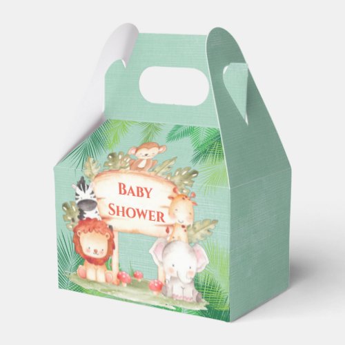 Safari Animals  Green Painted Baby Shower  Favor Boxes