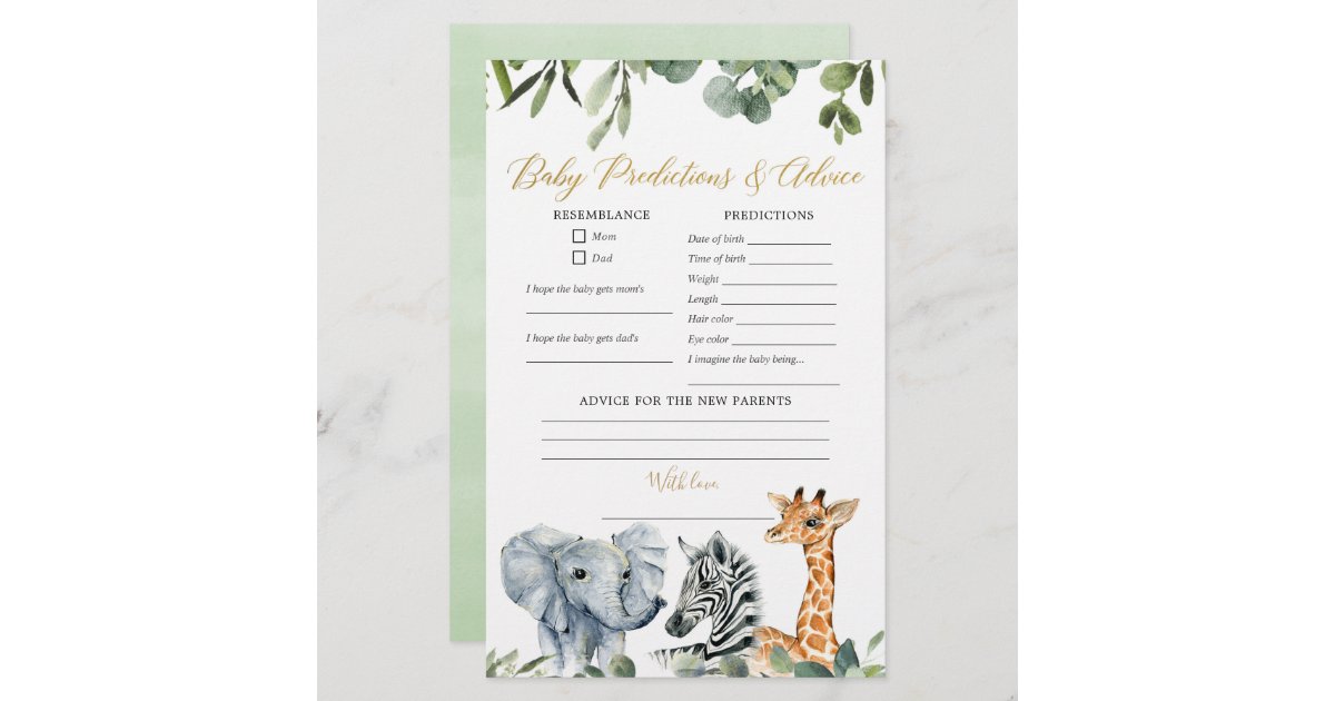 Safari animals greenery baby predictions advice | Zazzle