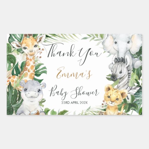 Safari Animals Greenery Baby Shower Favor Rectangular Sticker - Safari Animals Greenery Baby Shower Favor Rectangular Sticker

Sweet and bold safari animals baby shower thank you or favor sticker featuring five jungle animals and some foliage or greenery.  This safari baby shower favor sticker is a sweet way to thank guests for coming to your safari themed baby shower. 