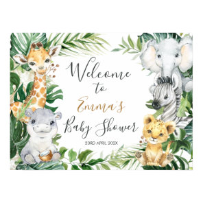 Safari Animals Greenery Baby Shower Welcome Sign
