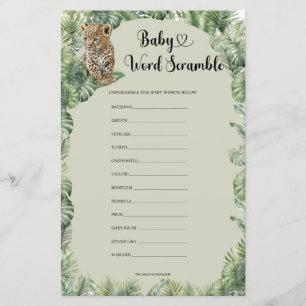 Safari Animals Greenery Baby Word Scramble game