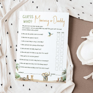 Safari Animals Guess Who Mommy Or Daddy Card
